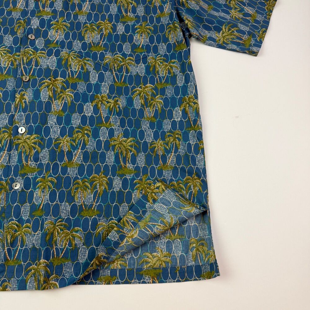 Tori Richard Blue Palm Tree Hawaiian Shirt Large - Picture 3 of 10